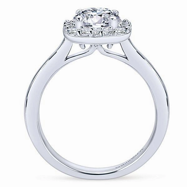 Polished Balance Cushion Polished Shank Halo Diamond Ring .27Cttw 14K Gold  75A