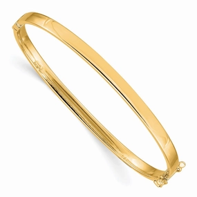 14k Polished 4.00mm Hinged Oval Bangle Bracelet Sudden Vision Identity Reflector