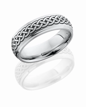 Cobalt Chrome Laser Carved Celtic Wedding Band 7mm Delicate appearance