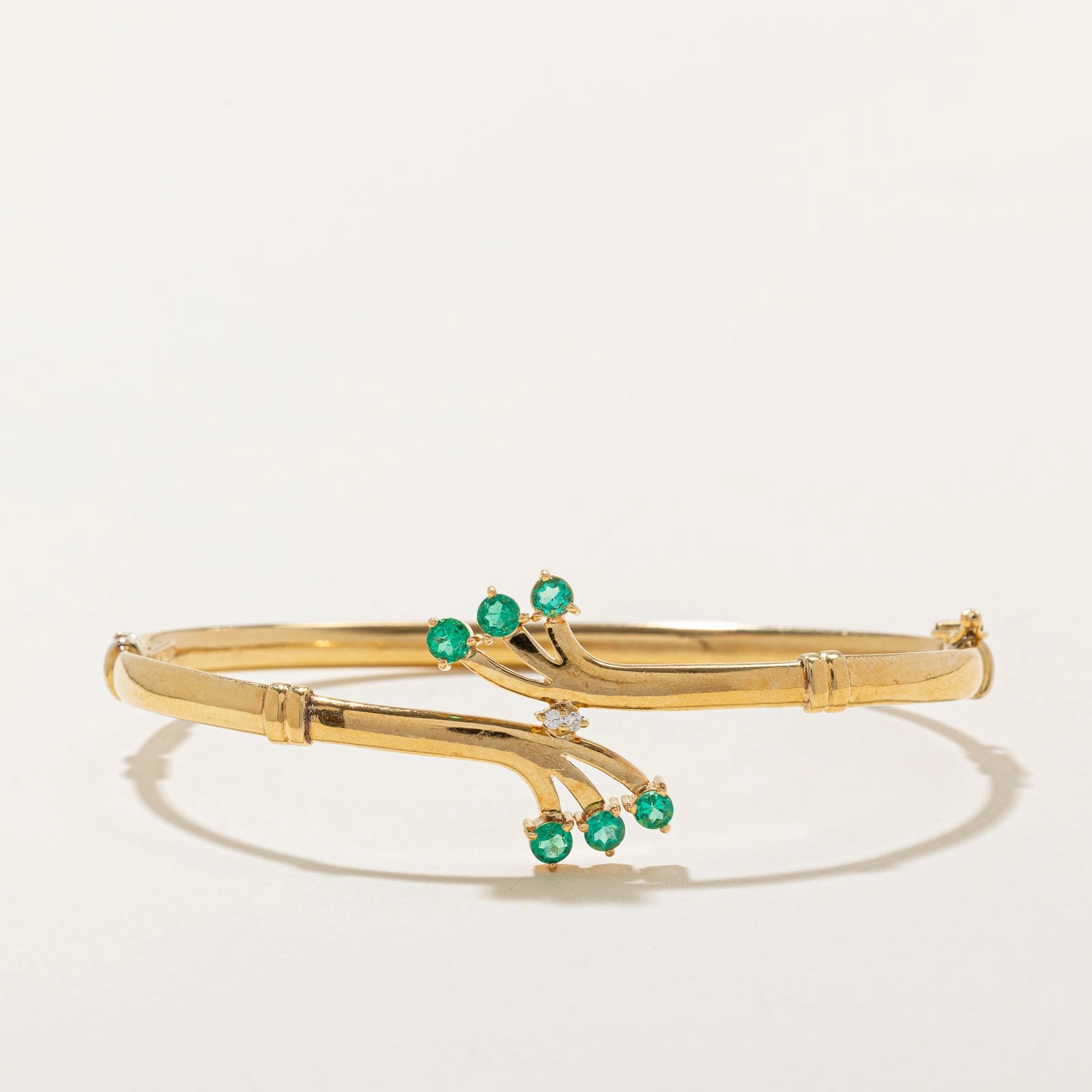 Glam Mode Italian Emerald & Diamond Bypass Bracelet | 0.60ctw, 0.02ctw | 7"
