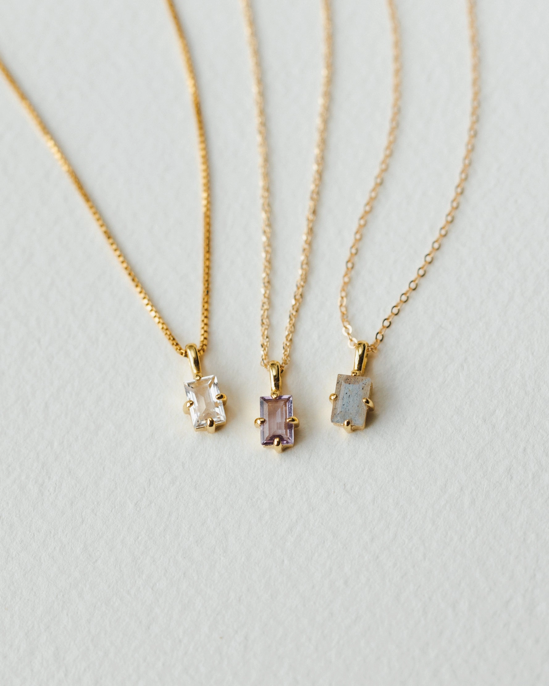 Playful Accent Youth Gift Labradorite Grand Baguette Necklace