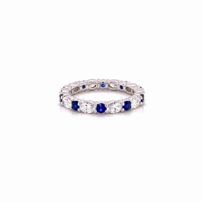 LARGE ALTERNATING SAPPHIRE AND DIAMOND BAND Minimalist Work