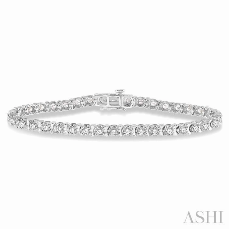 Romantic Gesture 4 Ctw Round Cut Diamond Tennis Tulip Bracelet in 14K White Gold