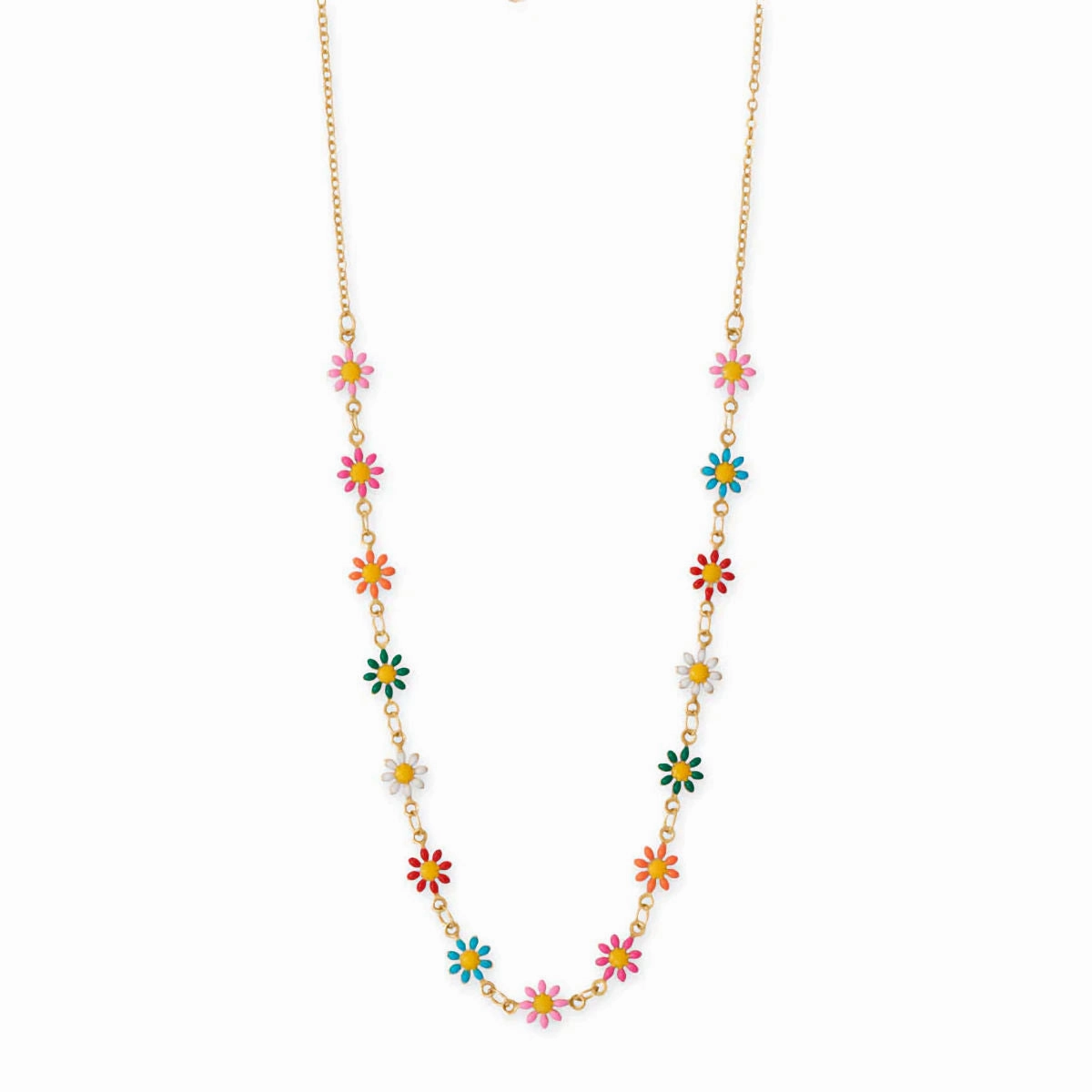 Multicolor Fashion Flower Necklace Adjustable Length Sleek Outline
