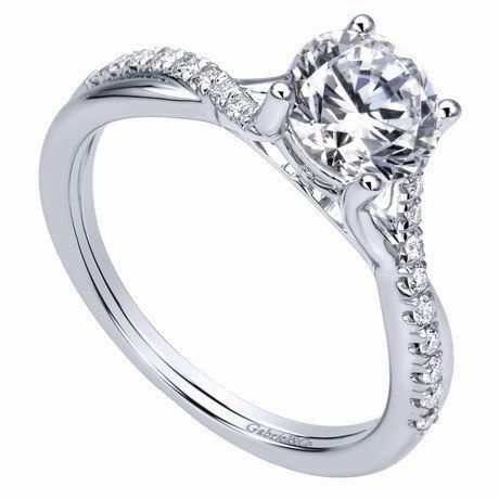 Display Model Criss-Crossed Round Diamond Ring .14 Cttw 14K White Gold 202A
