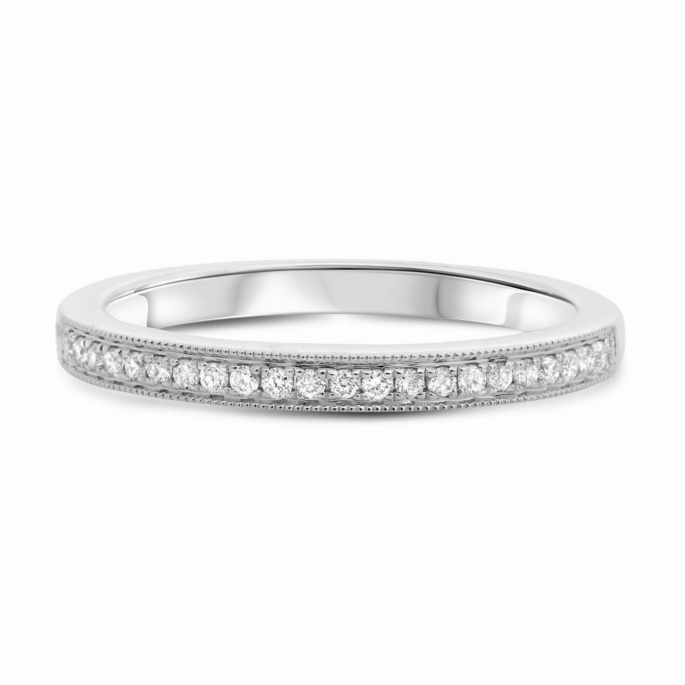 Fashionable Embellishment Half Pave Milgrain Diamond Band