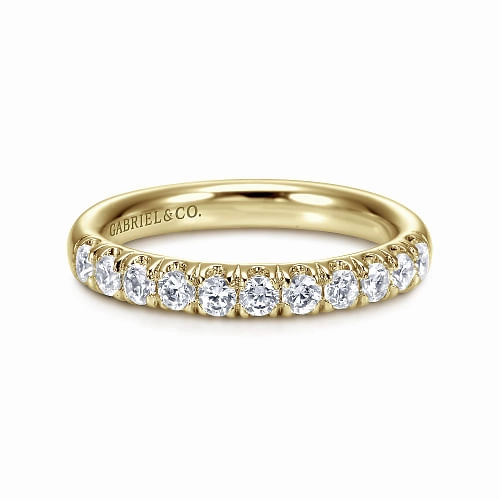 Amazing Decoration Delicate Look Portofino - 14K Yellow Gold French Pave Diamond Wedding Band