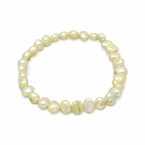 Lime Green Dyed Freshwater Cultured Freshwater Pearl Stretch Bracelet Bright design