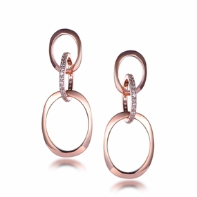 Rose Gold Plated Sterling Silver 3 Oval Link Earrings Fresh Feature Event Style