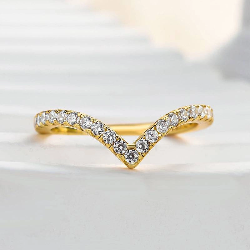 Louily Enchanting V-shaped Design Full Wedding Band Stylish Twist