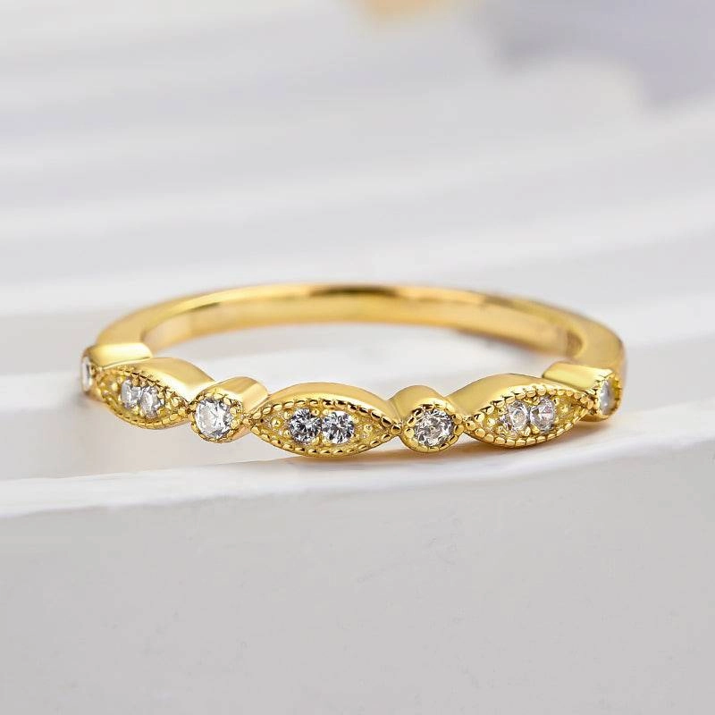 Bright Finish Louily Art Deco Half Eternity Women's Wedding Band In Sterling Silver