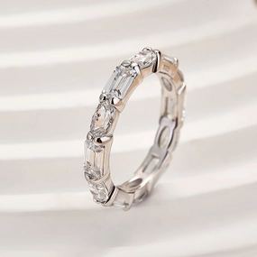 Trendy Outfit Louily Chic Emerald Cut & Oval Cut Eternity Wedding Band for Women