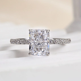 Louily Classic 2.0 CT Radiant Cut Engagement Ring In Sterling Silver Bold Fashion Daily Accent