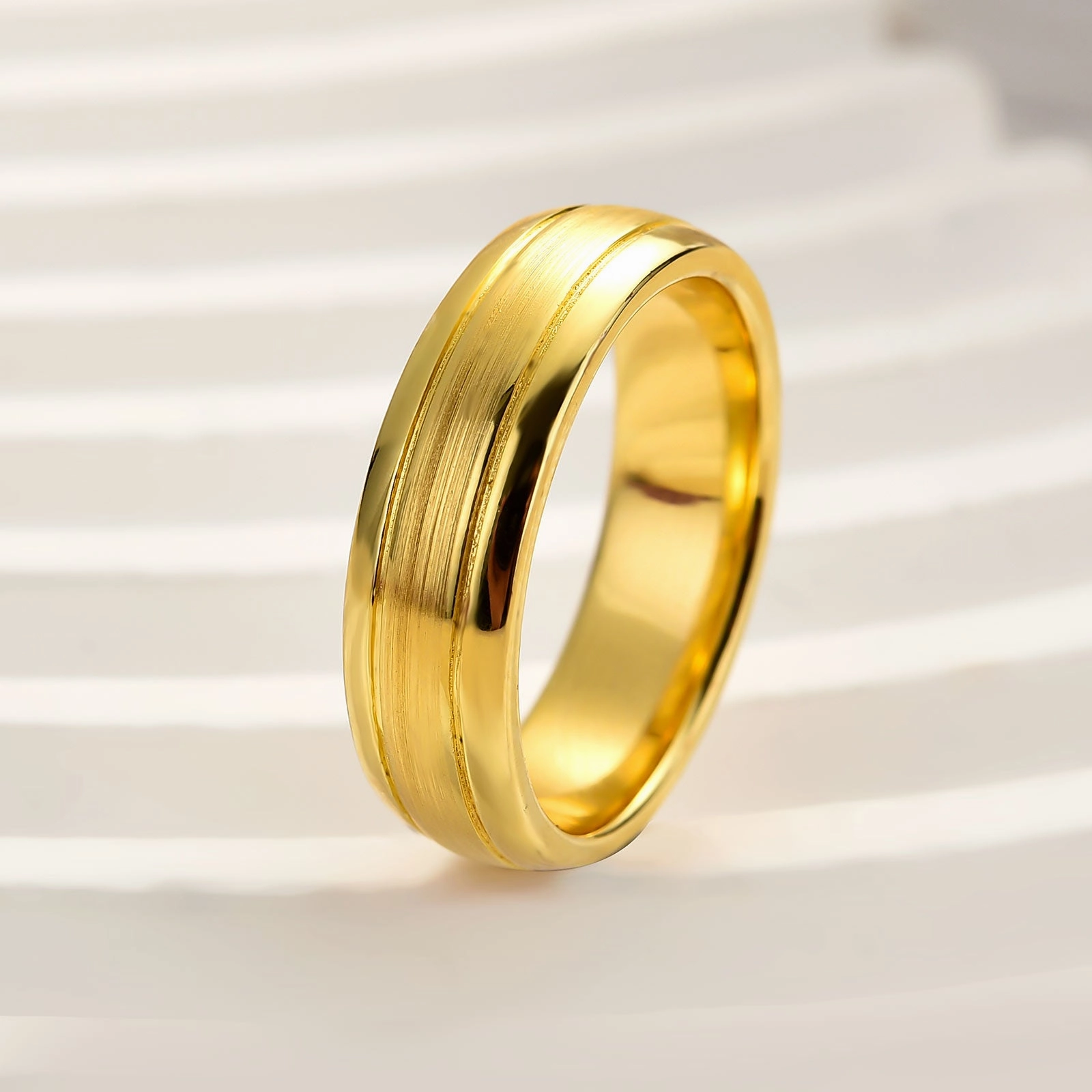 Louily Classic Matte and Polished Men's Wide Wedding Band Versatile Piece