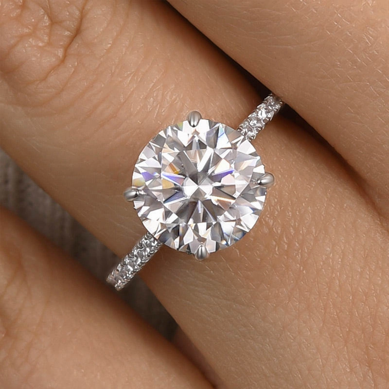 Sparkling Detail Louily Classic Moissanite 4.0 Carat Round Cut Engagement Ring