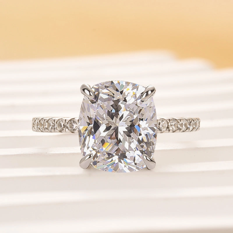 Bold Jewelry Pieces Louily Cushion Cut Engagement Ring In Sterling Silver