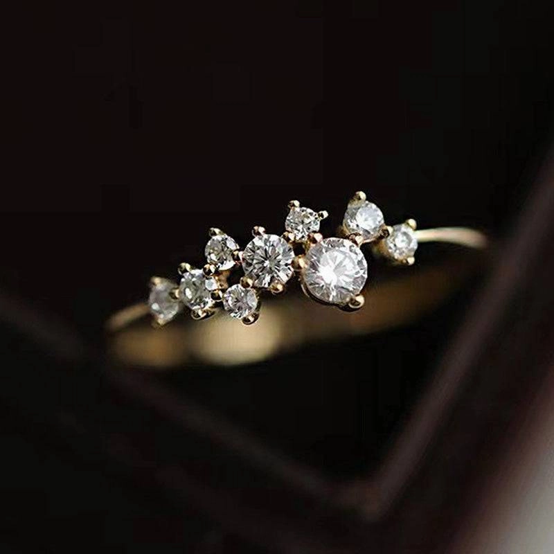 Trend Accent Louily Dainty Yellow Gold Round Cut Wedding Band In Sterling Silver