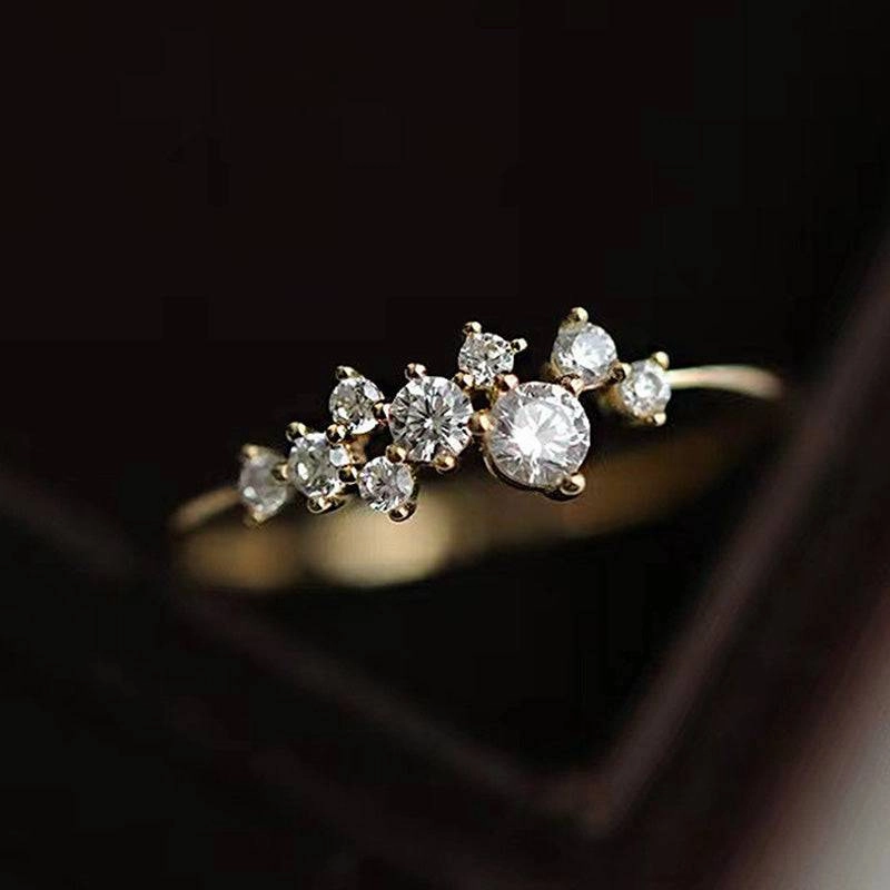 Louily Dainty Yellow Gold Round Cut Wedding Band In Sterling Silver Classic Charm Classic Spark