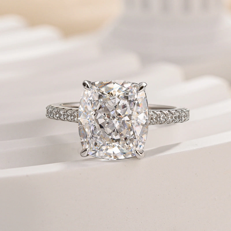 Shine Moment Louily Exclusive Cushion Cut Women's Engagement Ring In Sterling Silver