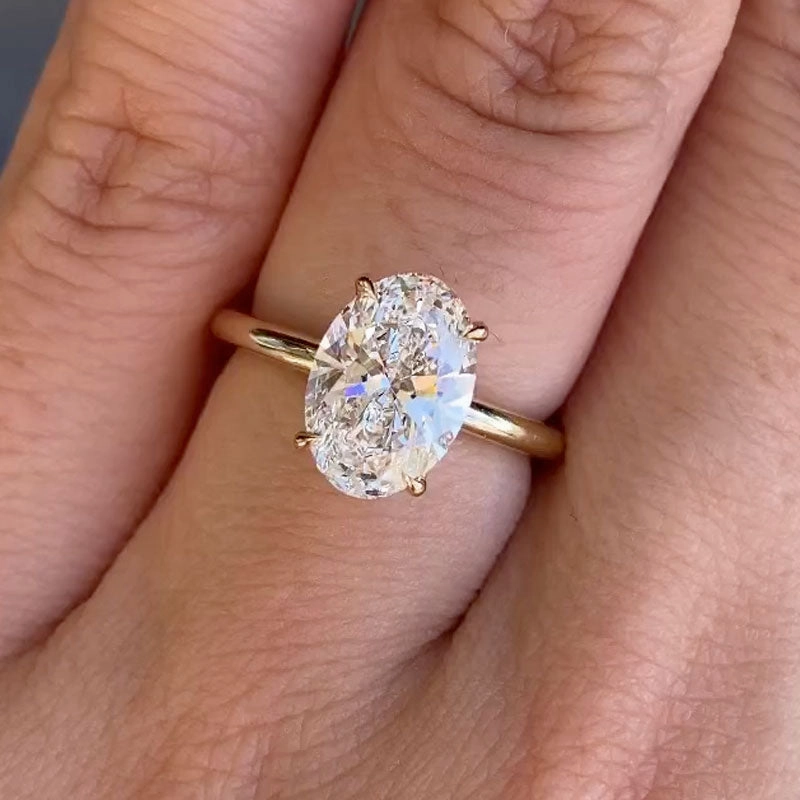 Studio Shot Louily Exclusive Oval Cut Engagement Ring In Sterling Silver