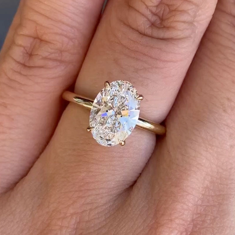 Custom Style Louily Exclusive Oval Cut Engagement Ring In Sterling Silver