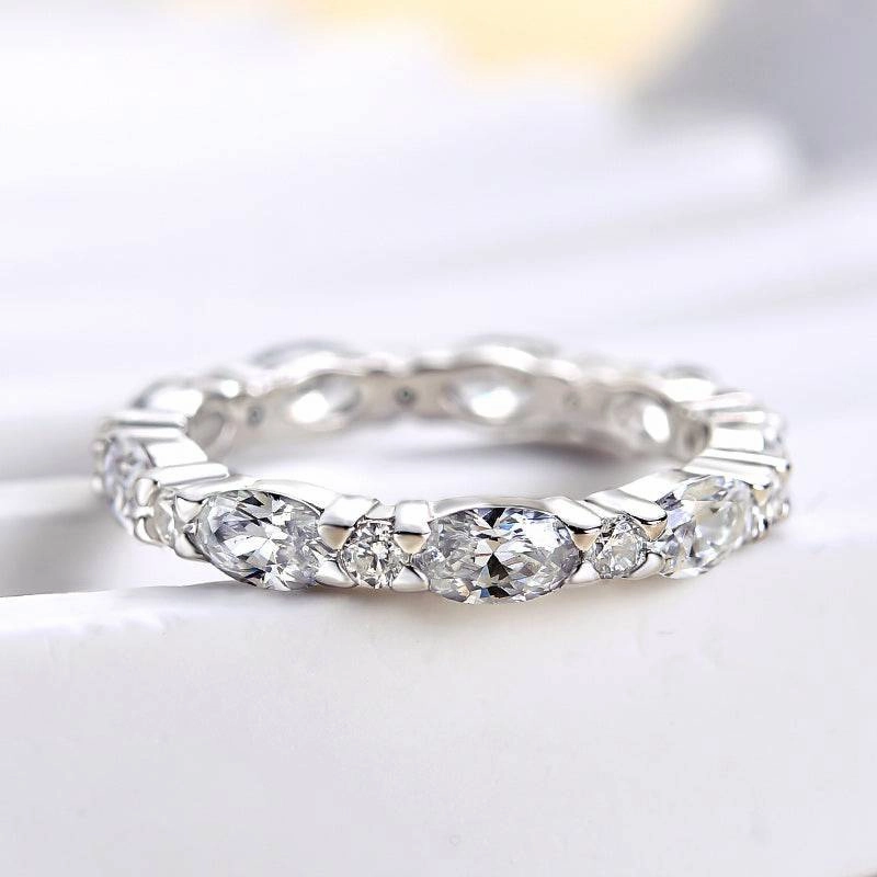 Louily Exclusive Oval Cut Wedding Band For Women In Sterling Silver Glam Lookbook