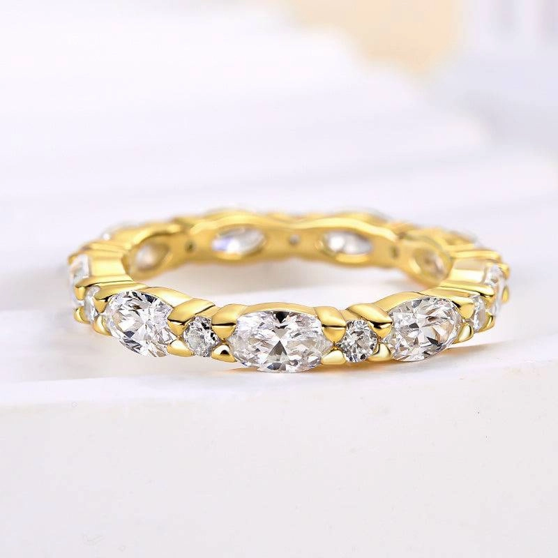 Handcrafted Pieces Timeless Duo Louily Exclusive Oval Cut Wedding Band For Women In Sterling Silver