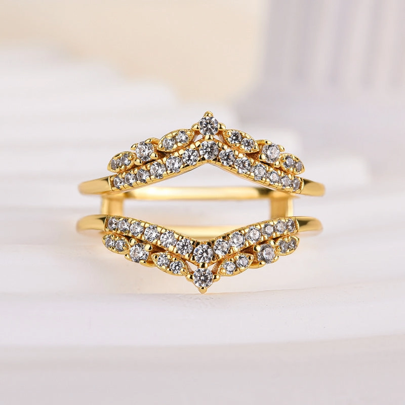 Louily Exclusive Round Cut Jacket Wedding Band For Women In Sterling Silver Precious Gem Elegant Shine Finish