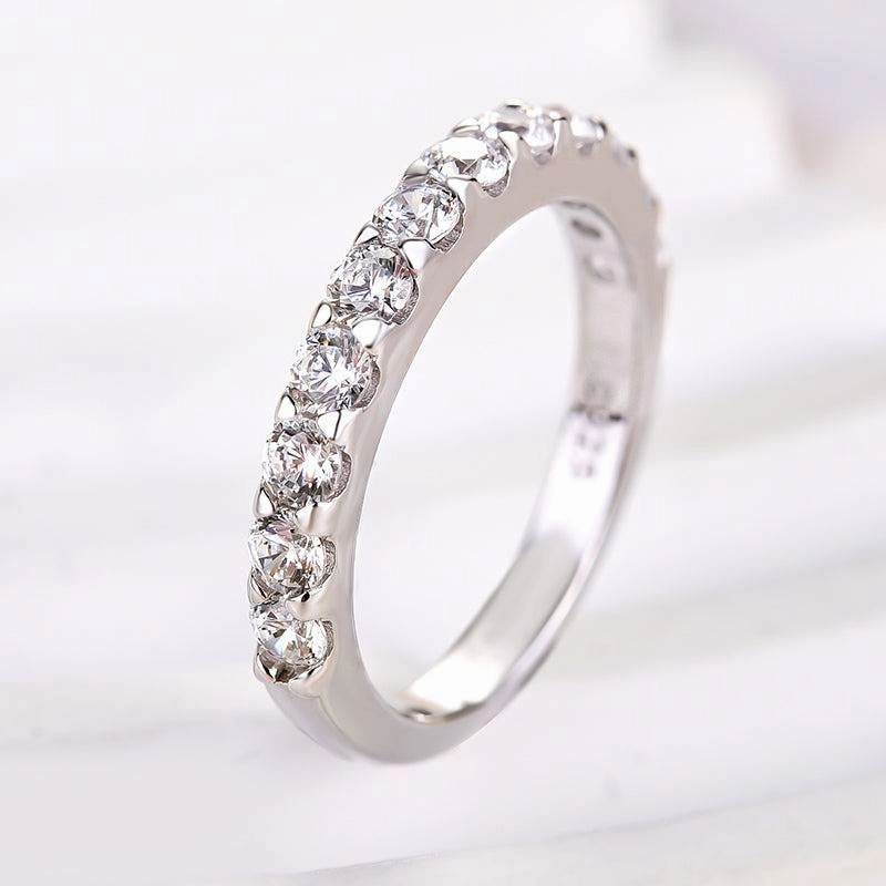 Louily Exquisite Half Round Cut Women's Wedding Band Bold Highlight