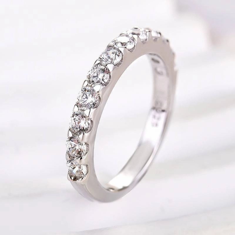Louily Exquisite Half Round Cut Women's Wedding Band Graceful Elegance