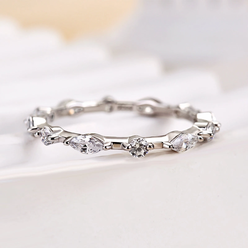 Louily Fashion Marquise & Round Cut Wedding Band Stylish Statement Refined Glance