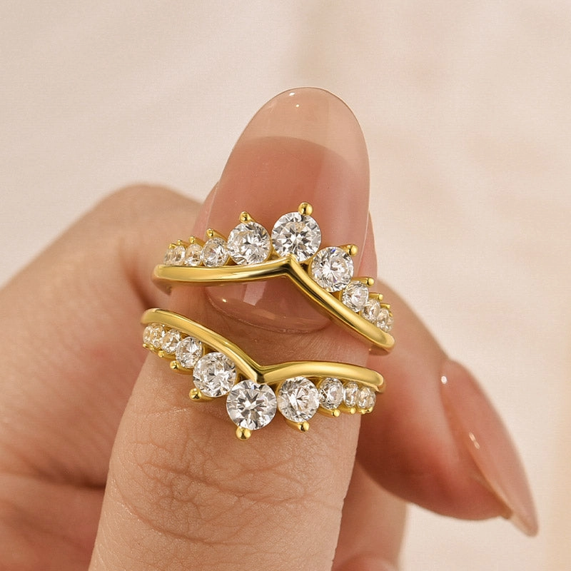 Louily Fashion Round Cut Jacket Wedding Band For Women In Sterling Silver Lustrous Sparkle Sun Kissed