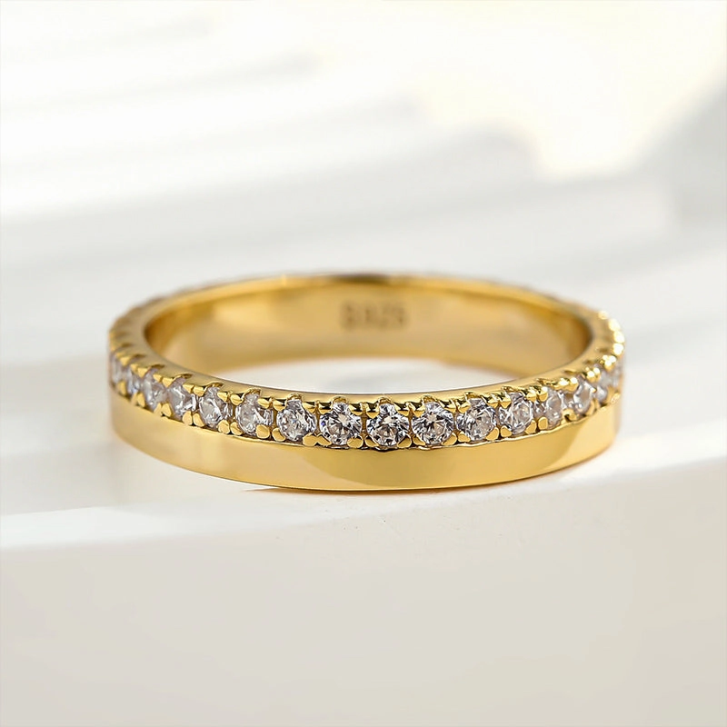 Louily Fashion Yellow Gold Round Cut Wedding Band In Sterling Silver Radiant Embellishments Handmade Statement