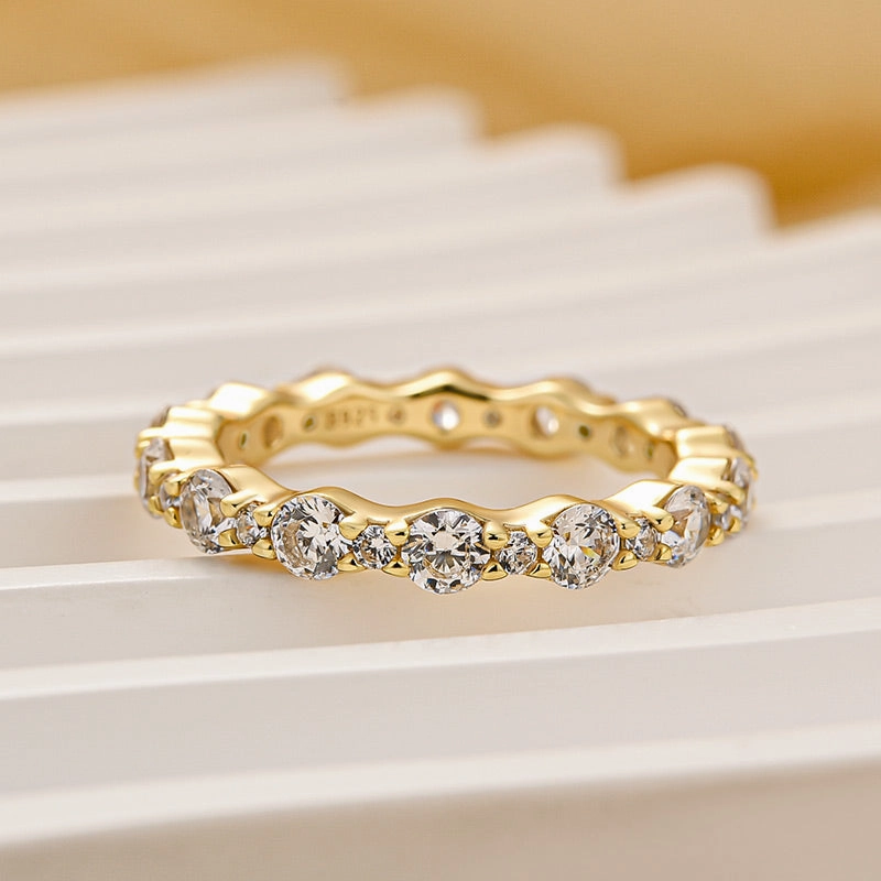 Louily Lovely Round Cut Women's Wedding Band In Sterling Silver Evergreen style