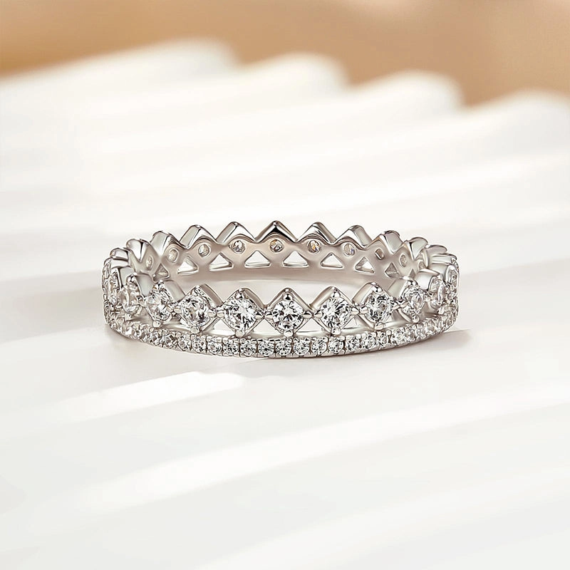 Alluring piece Romantic Occasion Louily Lovely Yellow Gold Two Rows Round Cut Wedding Band In Sterling Silver