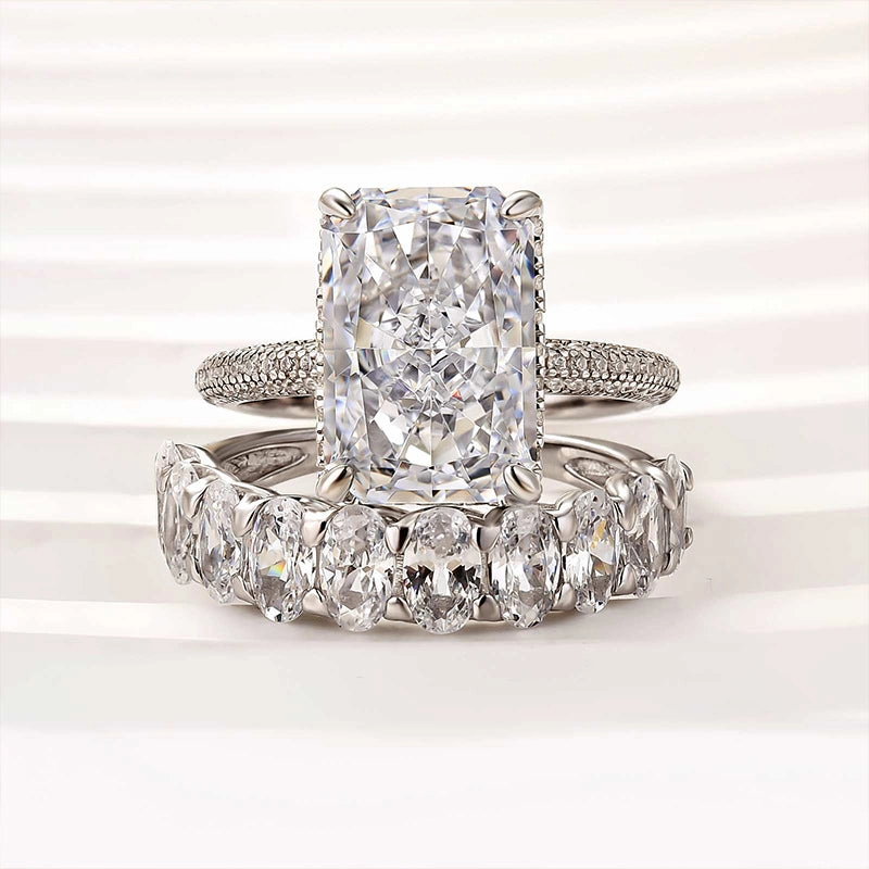 Louily Luxurious Elongated Radiant Cut Wedding Ring Set Subtle Pop