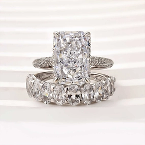 Louily Luxurious Elongated Radiant Cut Wedding Ring Set Subtle Pop