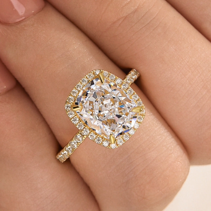 Louily Luxurious Halo Cushion Cut Simulated Diamond Engagement Ring In Sterling Silver Everyday Duo