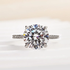 Louily Luxurious Round Cut 4 Prong Engagement Ring For Women In Sterling Silver Luxury Highlight