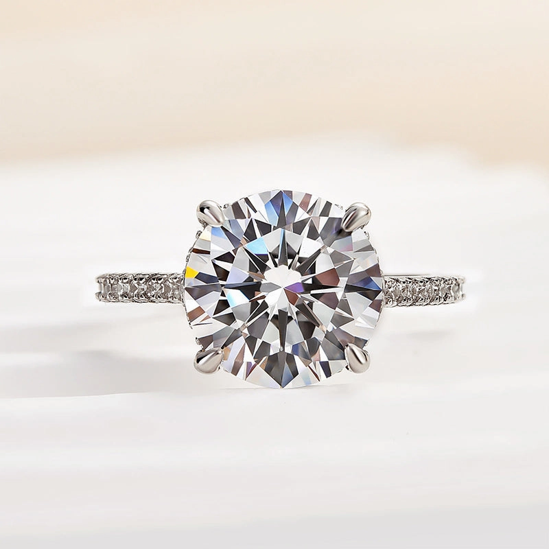 Bold Layer Louily Luxurious Round Cut 4 Prong Engagement Ring For Women In Sterling Silver