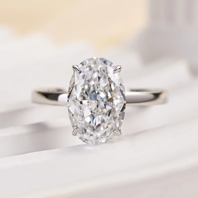 Louily Luxury Crushed Ice Oval Cut Engagement Ring Elegant Embellishments