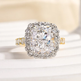 Louily Luxury Halo Crushed Ice Cushion Cut Engagement Ring Cool Detail