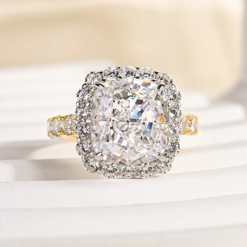 Louily Luxury Halo Crushed Ice Cushion Cut Engagement Ring Cool Detail