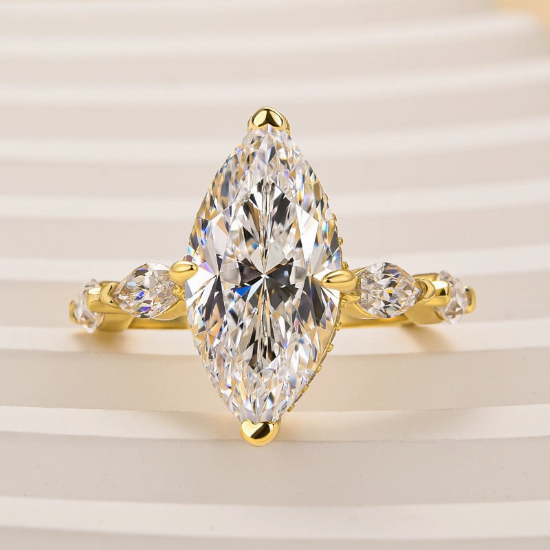 Louily Marquise Cut Engagement Ring For Women In Sterling Silver Classic Layer Versatile Gem