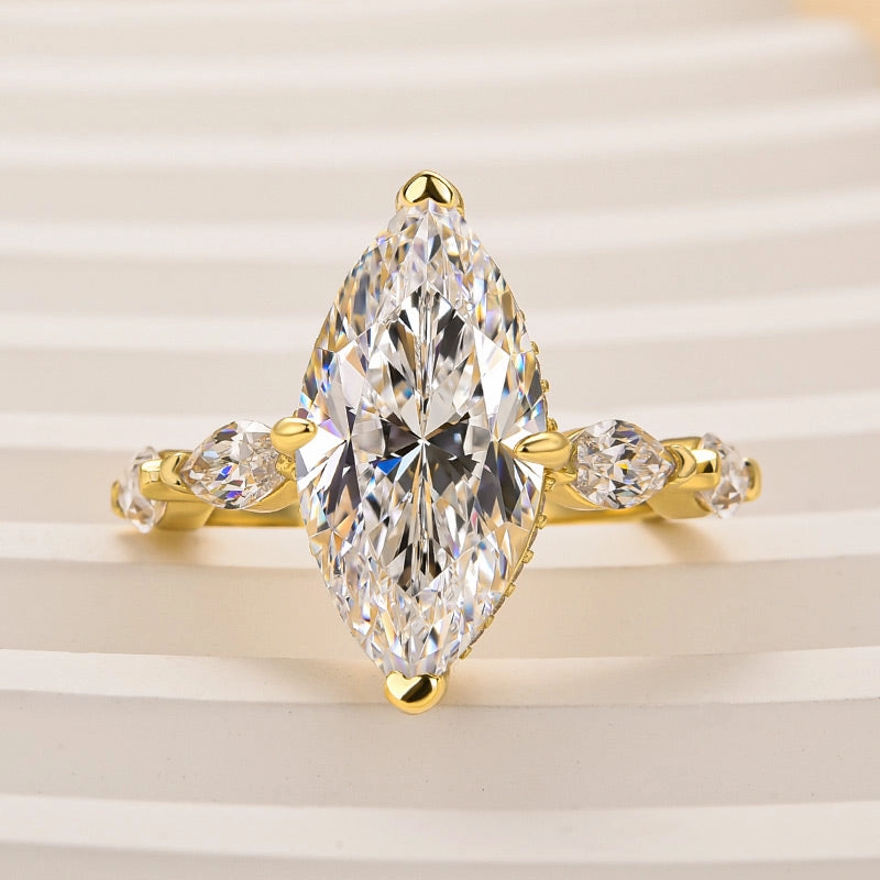 Louily Marquise Cut Engagement Ring For Women In Sterling Silver Glam Choice Crafted Accent