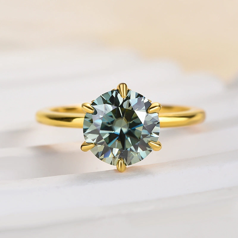 Romantic Event Louily Moissanite Classic Round Cut Paraiba Tourmaline Engagement Ring
