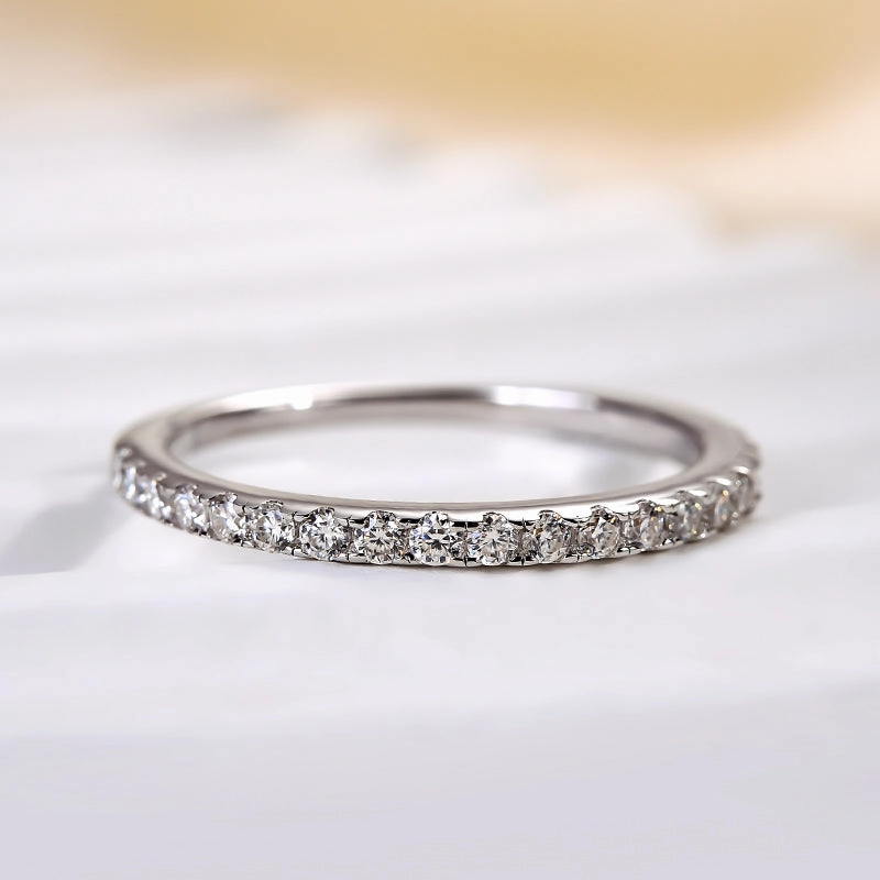 Chic Detail Louily Moissanite Half Eternity Thin Women's Wedding Band