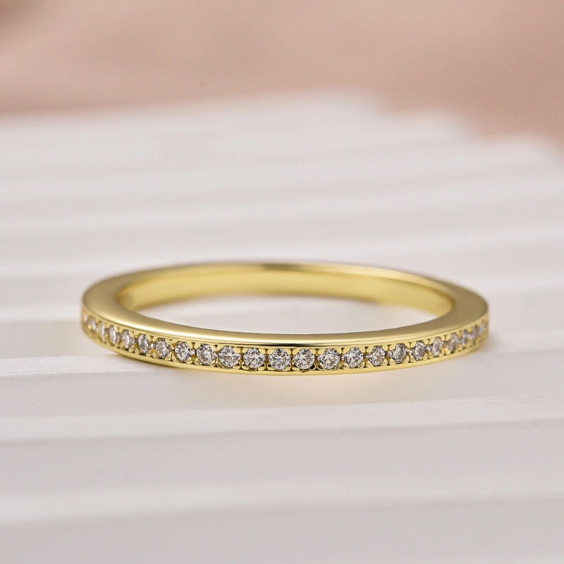 Fashion Classic Stylish Highlight Louily Moissanite Yellow Gold Channel Set Half Wedding Band