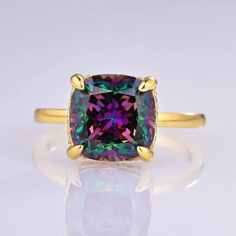 Neutral Mood Formal Layer Louily Noble 3.5 Carat Cushion Cut Alexandrite Engagement Ring for Women In Sterling Silver