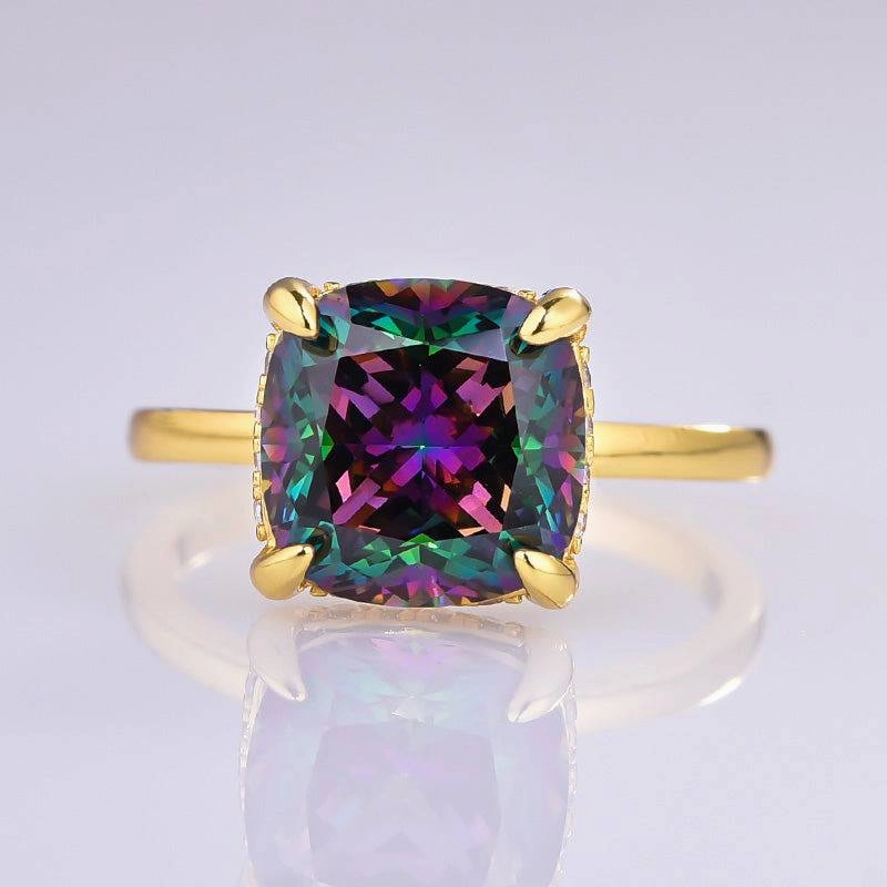 Louily Noble 3.5 Carat Cushion Cut Alexandrite Engagement Ring for Women In Sterling Silver Sophisticated Detail Artisan Flair